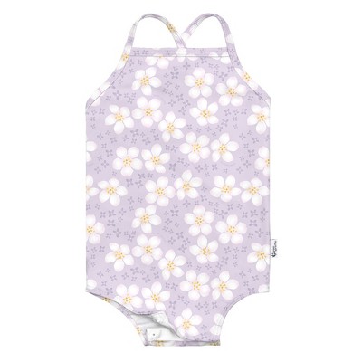 Image of Green Sprouts Baby/Toddler Girls' Easy-Change Eco Swimsuit - Light Lavender Blossom - 12mo