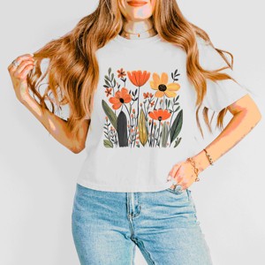 Simply Sage Market Orange Wildflowers Boxy Crop Top - 1 of 4