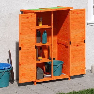 vidaXL Garden Tool Shed Brown 32.7"x22.4"x55.1" Solid Wood Pine