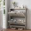 Modern Freestanding Shoe Cabinet with 2 Flip Drawers and Adjustable Shelves, Compact Shoe Rack for Entryway or Small Spaces–The Pop Home - 3 of 4