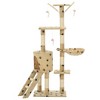 vidaXL Cat Tree Beige with paw prints Particle board, Sisal rope, Soft plush - 3 of 4