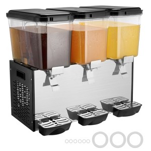 VEVOR Commercial Beverage Dispenser, 3 Tanks 18 L / 19 QT Per Tank Juice Dispenser, 512W Stainless Steel Ice Tea Drink Machine - 1 of 4