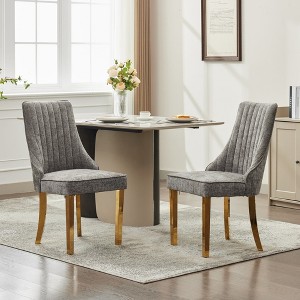NicBex Linen Dining Chairs Set of 2,Modern Upholstered Armless Kitchen Chairs with Curved Solid Wood Legs for Dining Room,Living Room,Kitchen - 1 of 4