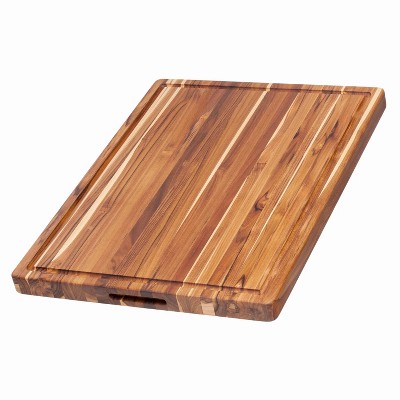 TeakHaus Edge Grain 24x18 Inch Rectangular Hand-Grip Cutting Board With Juice Canal