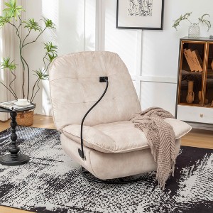 MAYEERTY Swivel Gliding Rocking Recliner, Mobile Phone Holder Gold-Stamped Velvet, Reading Room, Natural Brown - 1 of 4