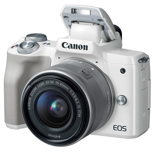 Canon Eos M50 Mirrorless Camera With Ef M 15 45mm F 3 5 6 3 Is Stm Lens White Target