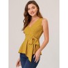 Allegra K Women's Sleeveless V Neck Tie Waist Asymmetric Hem Wrap Peplump Tops - 2 of 4