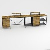 Okak 114IN Industrail L-Shaped Office Desk, Computer Desk with 6 Drawers, 3 Shelves and Movable Monitor Stands, Desk for Home, Office, Brown - 4 of 4