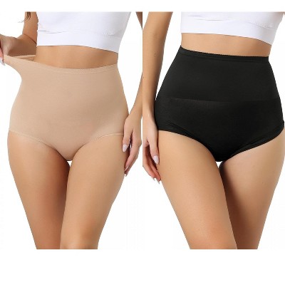 Allegra K Women's High Waisted Light Breathable Control Panties 2 Packs