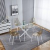 NicBex 35.43" Mid-century Round Dining Table,Kitchen Table with Glass Table Top and Metal Cross Legs for 2-4 Seaters,White - 2 of 4