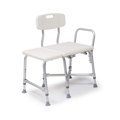 Adjustable White Plastic Bariatric Transfer Shower Bench with Aluminum Frame