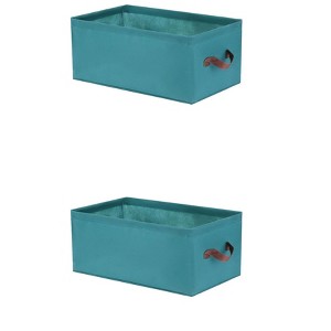 REGALWOVEN Collapsible Canvas Storage Bin with Handles for Shelves Closet 2 Pcs - 1 of 4