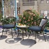 3 Piece Outdoor Patio Leisure Set,Rattan Garden Patio Bistro Set,Fabric Upholstered Rattan Chairs Set of 2 with Round Table-Coolbibila - 2 of 4