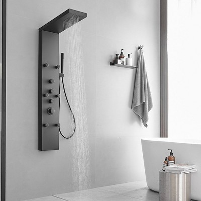 Matte Black 47'' Stainless Steel Shower Panel with Jets