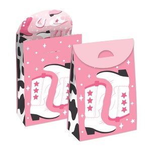 Big Dot of Happiness Rodeo Cowgirl - Pink Western Gift Favor Bags - Party Goodie Boxes - Set of 12 - 1 of 4
