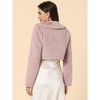 INSPIRE CHIC Women's Evening Bow Tie Front Turndown Collar Faux Fur Fluffy Cropped Coat - 4 of 4