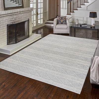 Gray Flat Woven Synthetic Rectangular 6' x 9' Area Rug