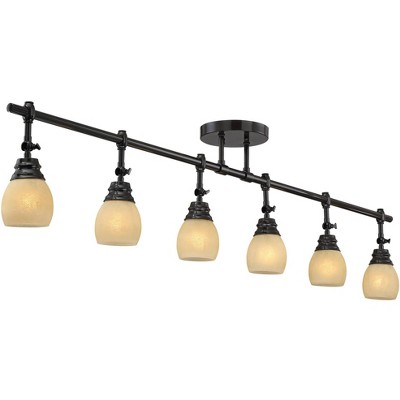 Elm Park 57.5" Bronze Track Light with Amber Glass Shades