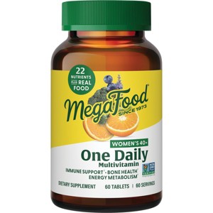 MegaFood Women's 40+ One Daily Multivitamin w/ Vitamin B12, Vitamin B6, Vitamin C, Vitamin D, Zinc & Iron - Immune & Bone Health, Vegetarian, 60 Tabs - 1 of 4