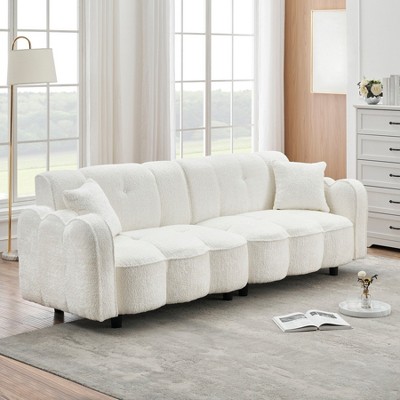 96" Modern Sofa Couch, 3 Seater Upholstered Sofa with 2 Pillows, Deep Seat Sofa Couch, Comfy Loveseat for Living Room Bedroom Apartment Office