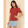 INSPIRE CHIC Women's Floral Summer Crew Neck Casual Shirred Short Sleeve Blouse - 4 of 4