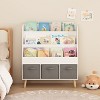 Racxily Kids Bookshelf with 3 Fabric Bins, Modern Children's Bookcase with Storage for Toys and Books, Toddler Book Organizer Shelf - 2 of 4