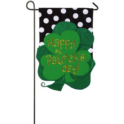 Evergreen Flag St. Patrick Clovers Garden Applique Flag