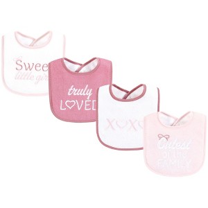Hudson Baby Infant Girl Cotton Terry Drooler Bibs with Fiber Filling, Cutest Family, One Size - 1 of 4