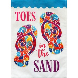 Toes In The Sand Summer Burlap House Flag Flip Flops 28" x 40" Briarwood Lane - 1 of 4