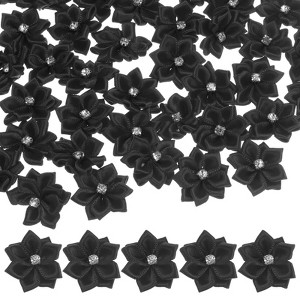 Unique Bargains Artificial Satin Durable Flexible Decorative Mini Ribbon Flowers with Rhinestones 1.2 Inch 200 Pcs - 1 of 4