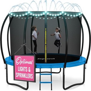 Joyberri Trampoline - ASTM Certified, 8-16ft for kids & adults. Anti-rust, with enclosure net, ladder, LED lights & sprinkler. Safe & fun! - 1 of 4