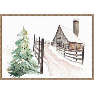 Amanti Art 33"x23" Snowy Vermont Farm by Patricia Pinto Framed Canvas Wall Art - 1 of 4