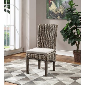 Set of 2 Island Breeze Sea Grass Dining Chairs Brown - Treasure Trove Accents: Upholstered, Acacia Wood Legs - 1 of 4
