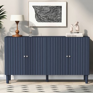 NicBex Elegant Buffet Cabinet 4-Door 58.1" Sideboard Cabinet with Wavy Pattern Doors, Cylindrical Legs, and Sleek Metal Handles, Adjustable - 1 of 4