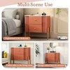 Lirago Orange Modern Nightstand with 2 Drawers Fluted Bedside Table with Gold Legs Handles Multi-Functional End Table 21.6"H x 15.75"D x 21.6"W - 4 of 4