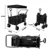 VisioGear Collapsible Wagon with Removable Canopy, Folding Wagon Cart with Cooler Bag, for Camping Beach Shopping, Black, 45"*20"*47" - 3 of 4