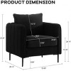 Velvet Upholstered Accent Chair, Mid-Century Modern Armchair with Pillow, Single Sofa for Living Room Bedroom Office-3irtyhousy - 4 of 4