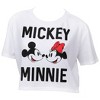 Womens Disney Mickey and Minnie Mouse Faces and Text Crop Top Tee - 2 of 3