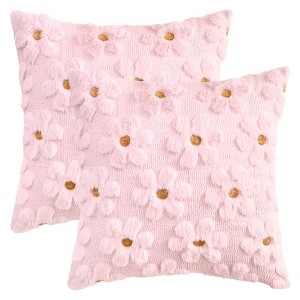 REGALWOVEN Daisy Flower Farmhouse Soft Modern Throw Pillow Covers for Sofa Holliday Home Decor 18 x 18 Inch 2 Pcs - 1 of 4