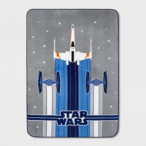 Star Wars Twin Bed Blanket Blue, Blue Gray White