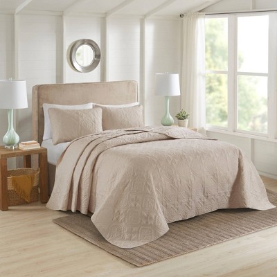 Glen Full/queen 3pc Reversible Bedspread Set Khaki : Target