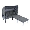 Janey 3-piece Patio Daybed with Retractable Canopy, Outdoor Sectional Daybed with Cushions, Outdoor Furniture, Tanning Near Me - Maison Boucle - 2 of 4