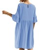 Anna-Kaci Women's Short Sleeve Loose Fit Midi Dress with Ruffle Detail and Side Pockets - 2 of 4