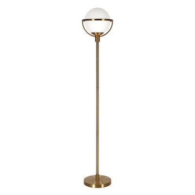 Hudson and Canal Globe and Stem Floor Lamp with Glass Shade