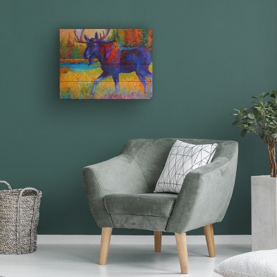 Majestic Moose Bold Multicolor Wood Slat Art - 12x16