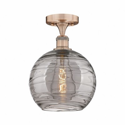 Athens Deco Swirl - 1 Light Semi-Flush Mount In Industrial Style-11.75 Inches Tall and 10 Inches Wide