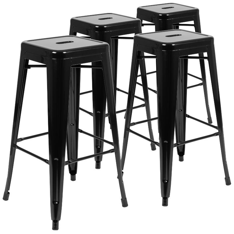 Emma and Oliver 4 Pack 30" High Metal Indoor Bar Stool - Stackable Stool, 1 of 14
