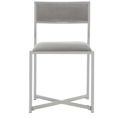 Elysian Gray Leatherette Upholstered Side Chair with Chrome X-Style Legs, Set of 2