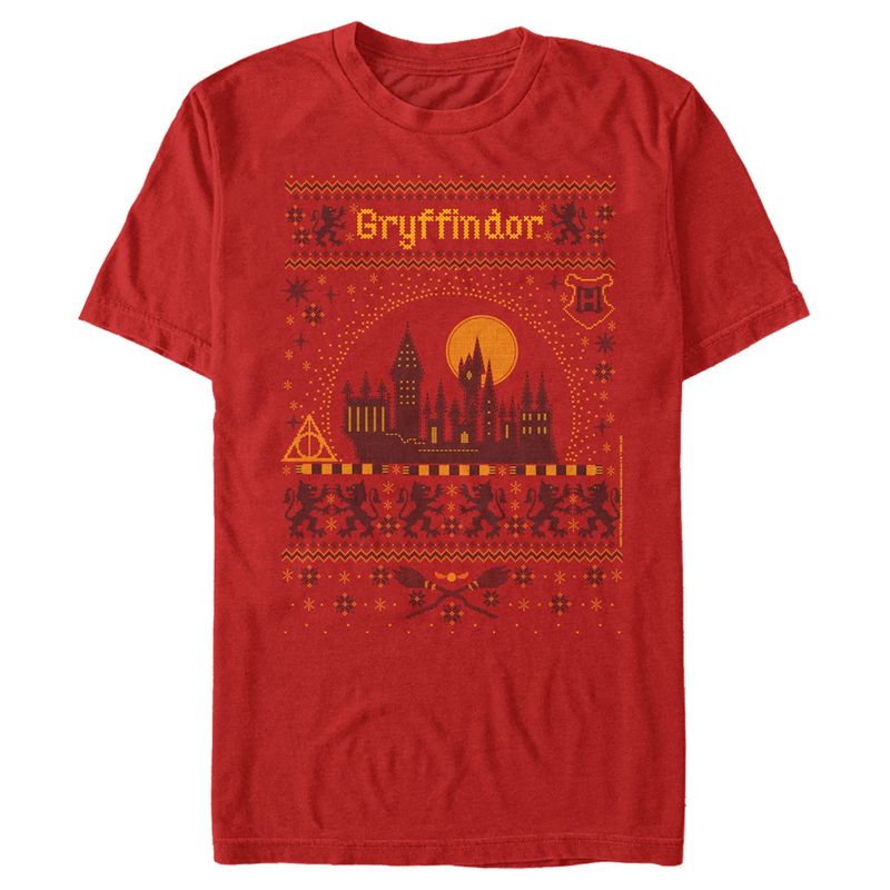 Men's Harry Potter Gryffindor Ugly Sweater T-Shirt, 1 of 6