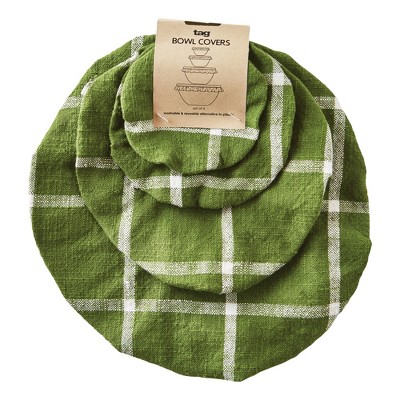 tagltd Classic Check Bowl Cover Set of 4 Foliage